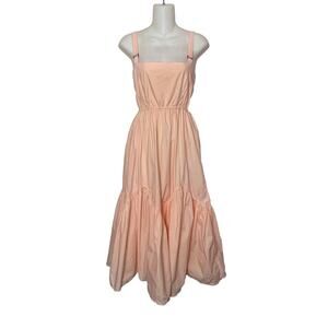 Lusana 100% Cotton Poplin Ruffle Strap Dress Women’s Sz 4 Light Orange